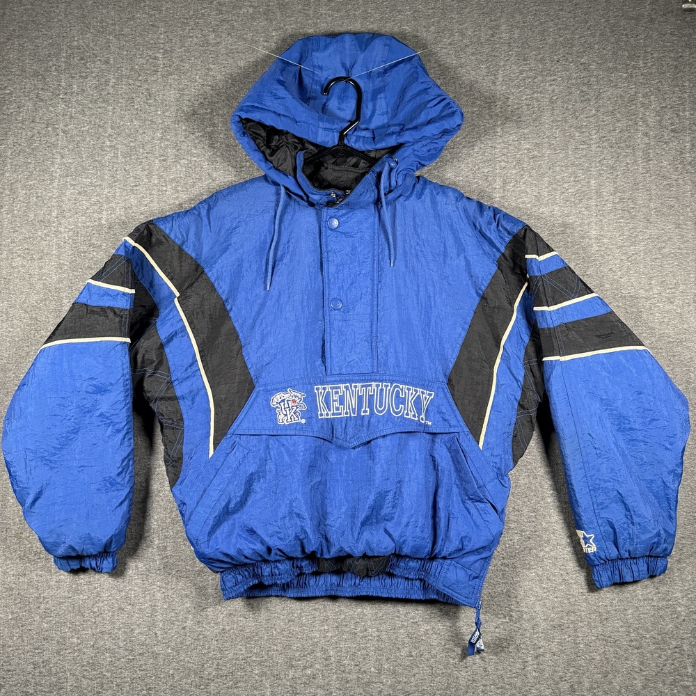VTG Starter Kentucky Wildcats Jacket Small Blue Black Hooded Pullover UK 90s